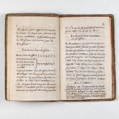 Manuscrit de musique d'après Jean-Jacques Rousseau par Deloche, écuyer de Charles-Emmanuel de Crussol, duc d'Uzès