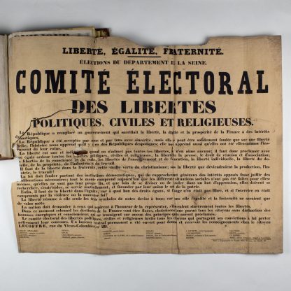 Affiches originales des élections de 1848-1849 Murailles révolutionnaires 1848