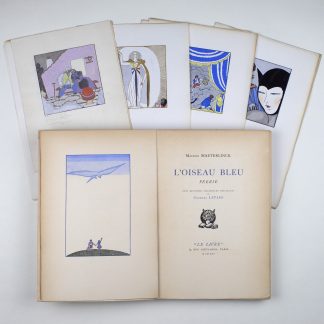 Aquarelle originale de Georges Lepape. Exemplaire sur japon. Maeterlinck L'Oiseau bleu