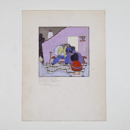 Aquarelle originale de Georges Lepape. Exemplaire sur japon. Maeterlinck L'Oiseau bleu
