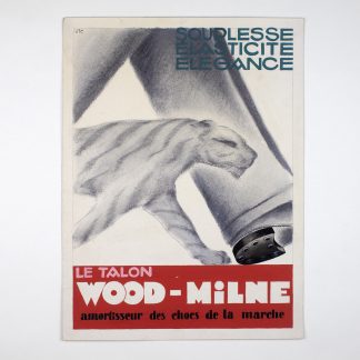 Deux grands dessins publicitaires Art déco d'André Pigoury dit VIC pour les talons Wood-Milne