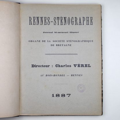 Revue de sténographie Rennes-stenographe 1887