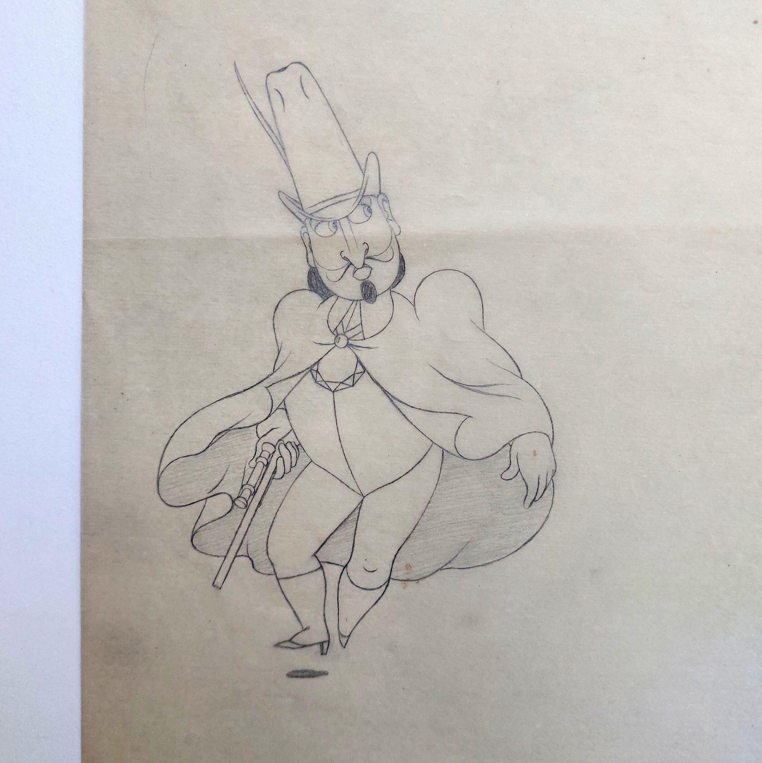 Dessin du Roi en tenue de chasseur.