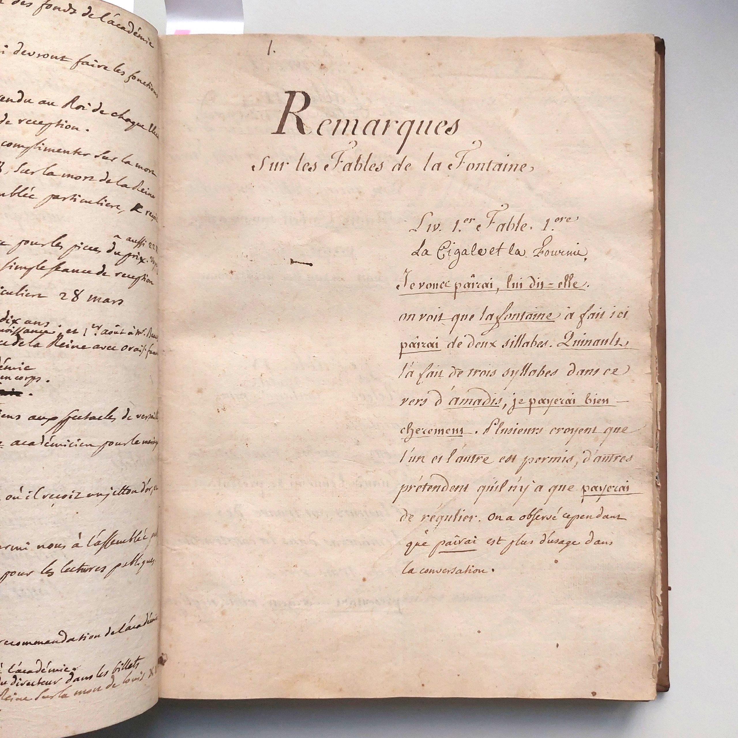 Remarques sur les Fables de La Fontaine.