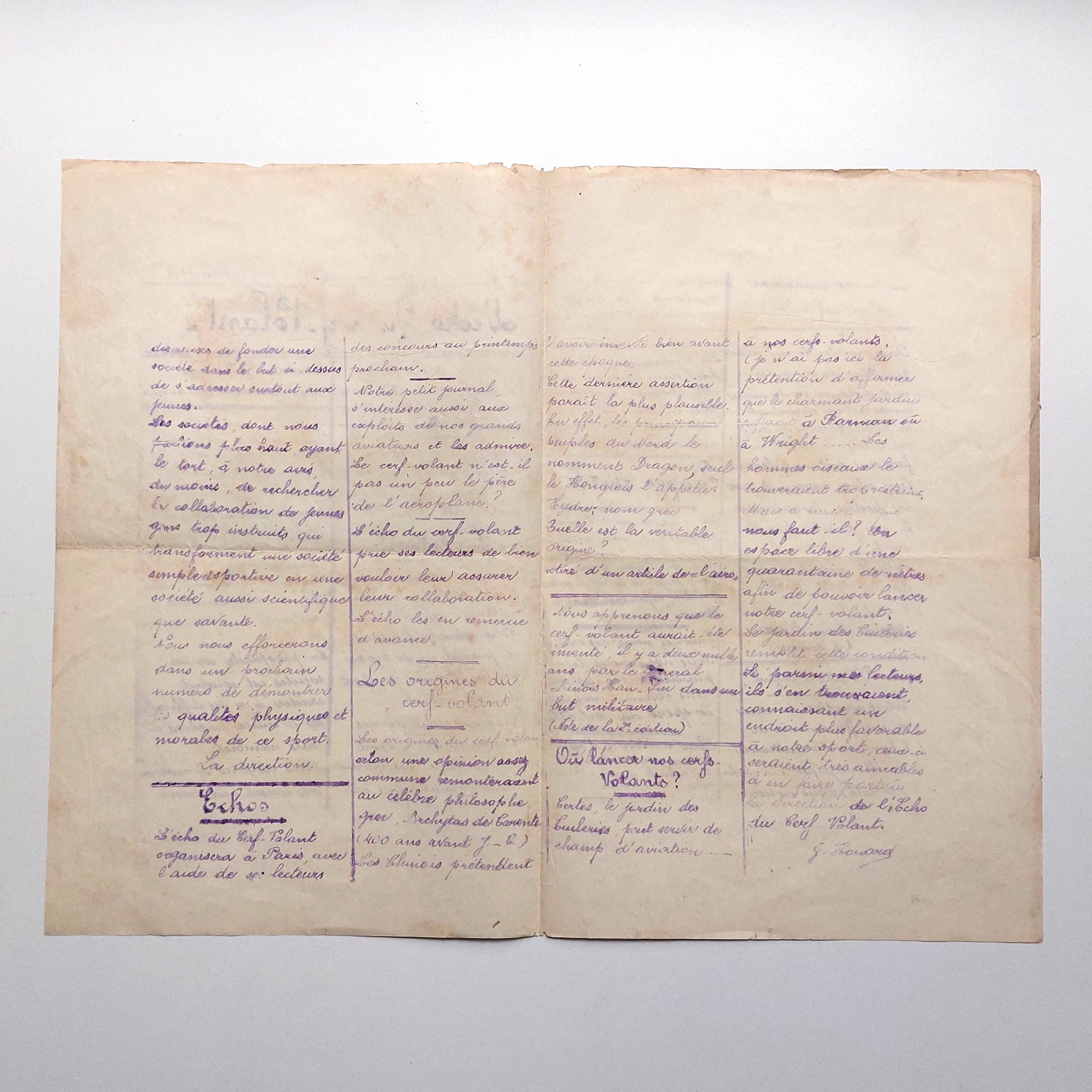 Le premier numéro de L’Écho du Cerf-Volant. – Image 2