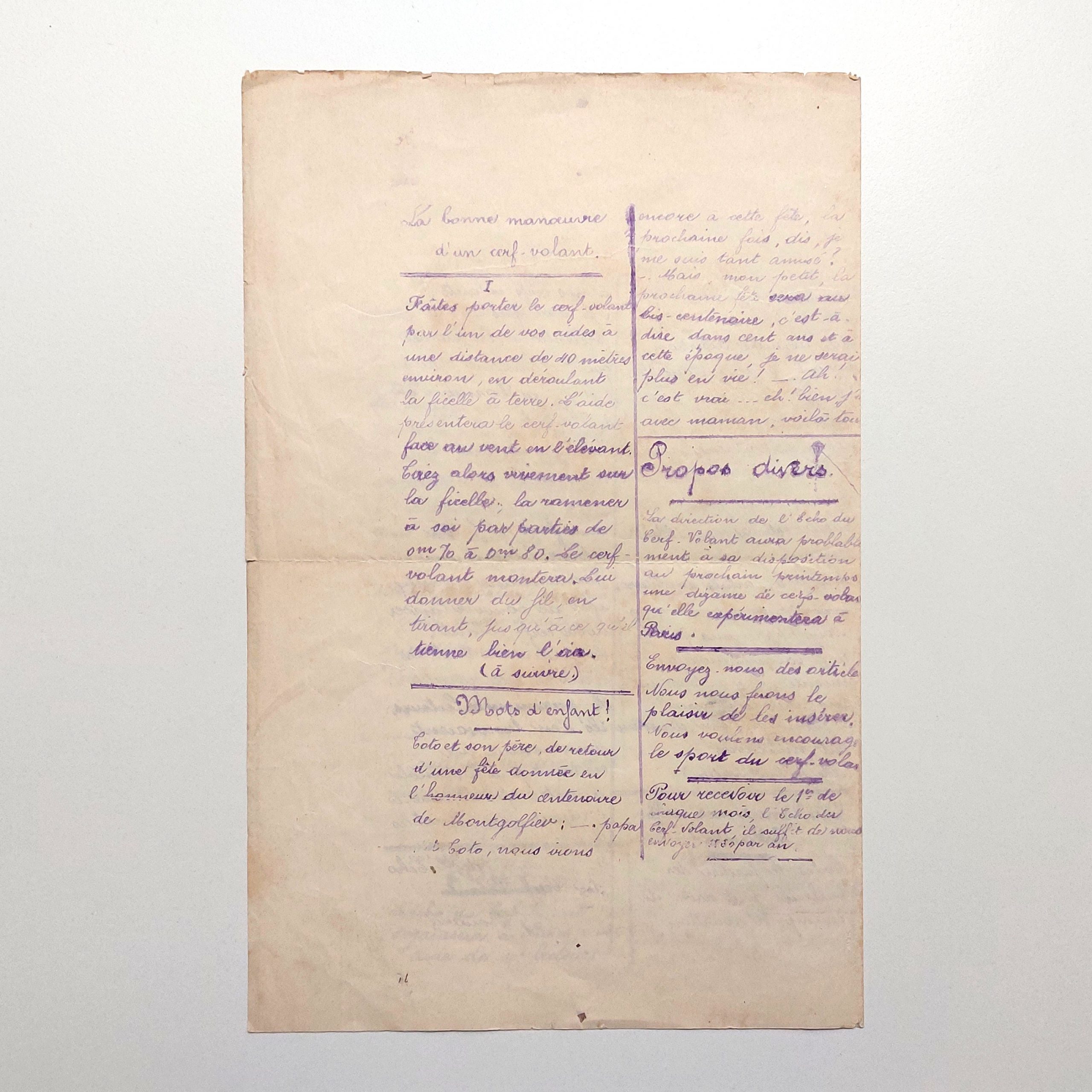 Le premier numéro de L’Écho du Cerf-Volant. – Image 3
