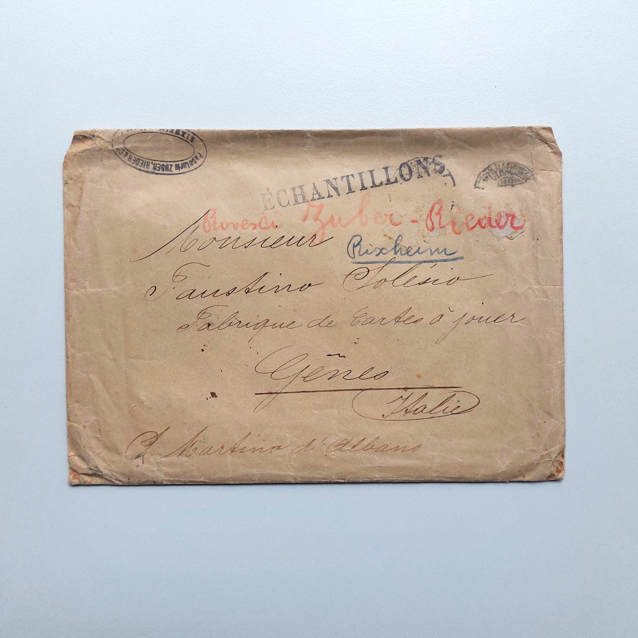 Ensemble d'échantillons et une lettre au cartier génois Faustino Solesio. – Image 3