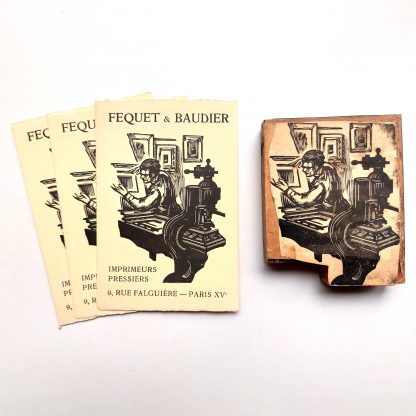 Matrice pour l’illustration d’une carte de visite de Fequet & Baudier, imprimeurs pressiers 9, rue Falguière - Paris XVe – Image 2