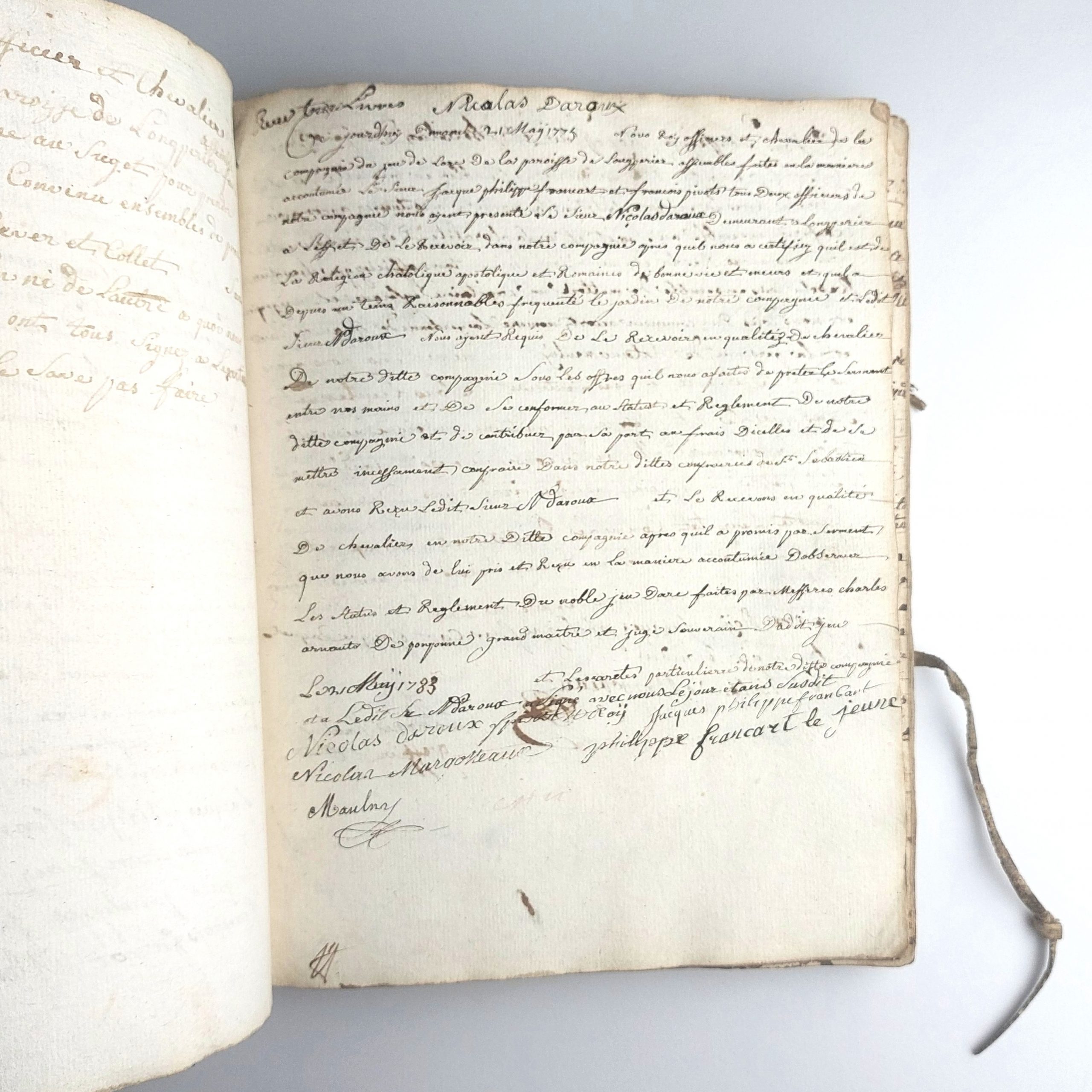 Registre de la Compagnie des chevaliers de l'arc. Paroisse de Longperier, pour les réceptions. – Image 6