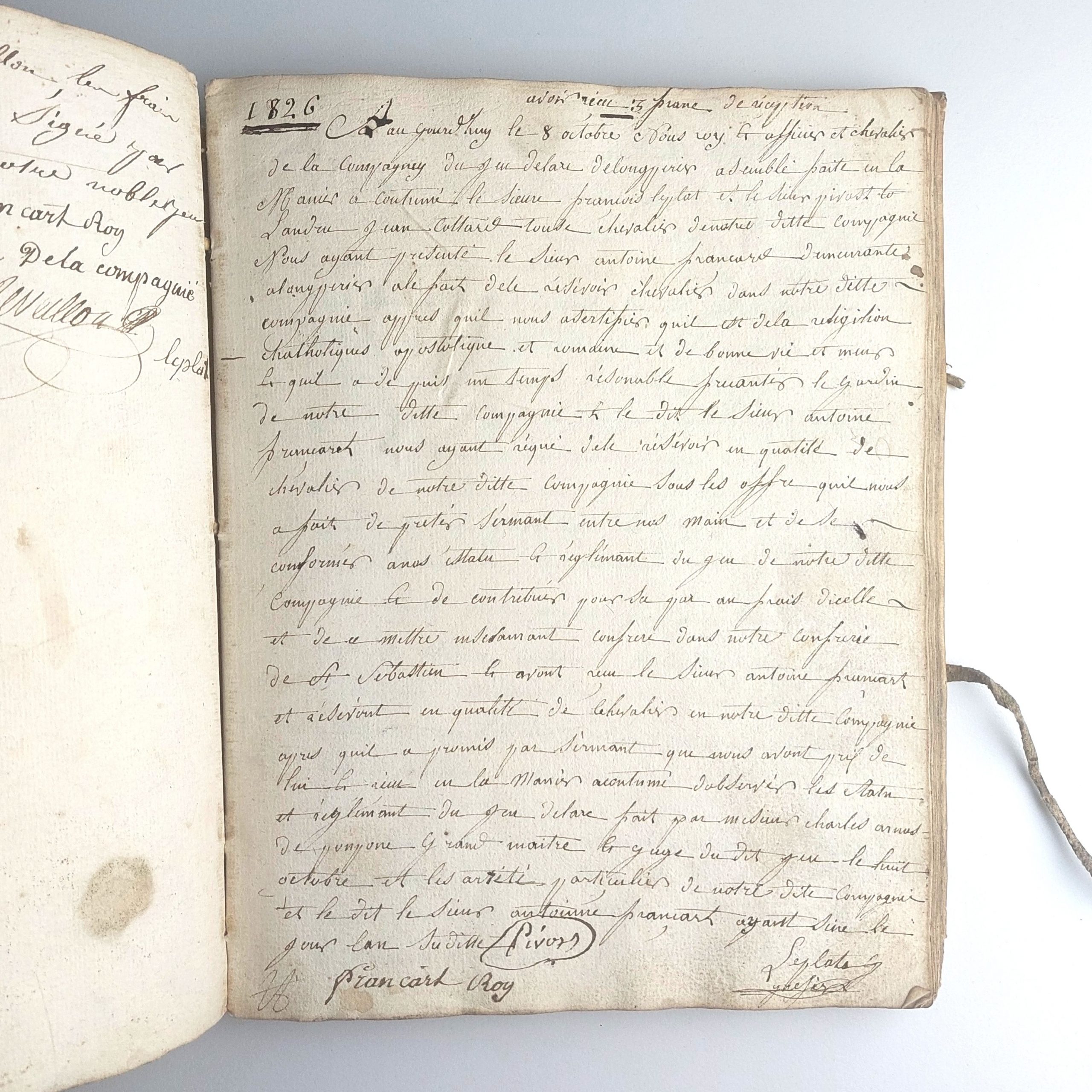 Registre de la Compagnie des chevaliers de l'arc. Paroisse de Longperier, pour les réceptions. – Image 7