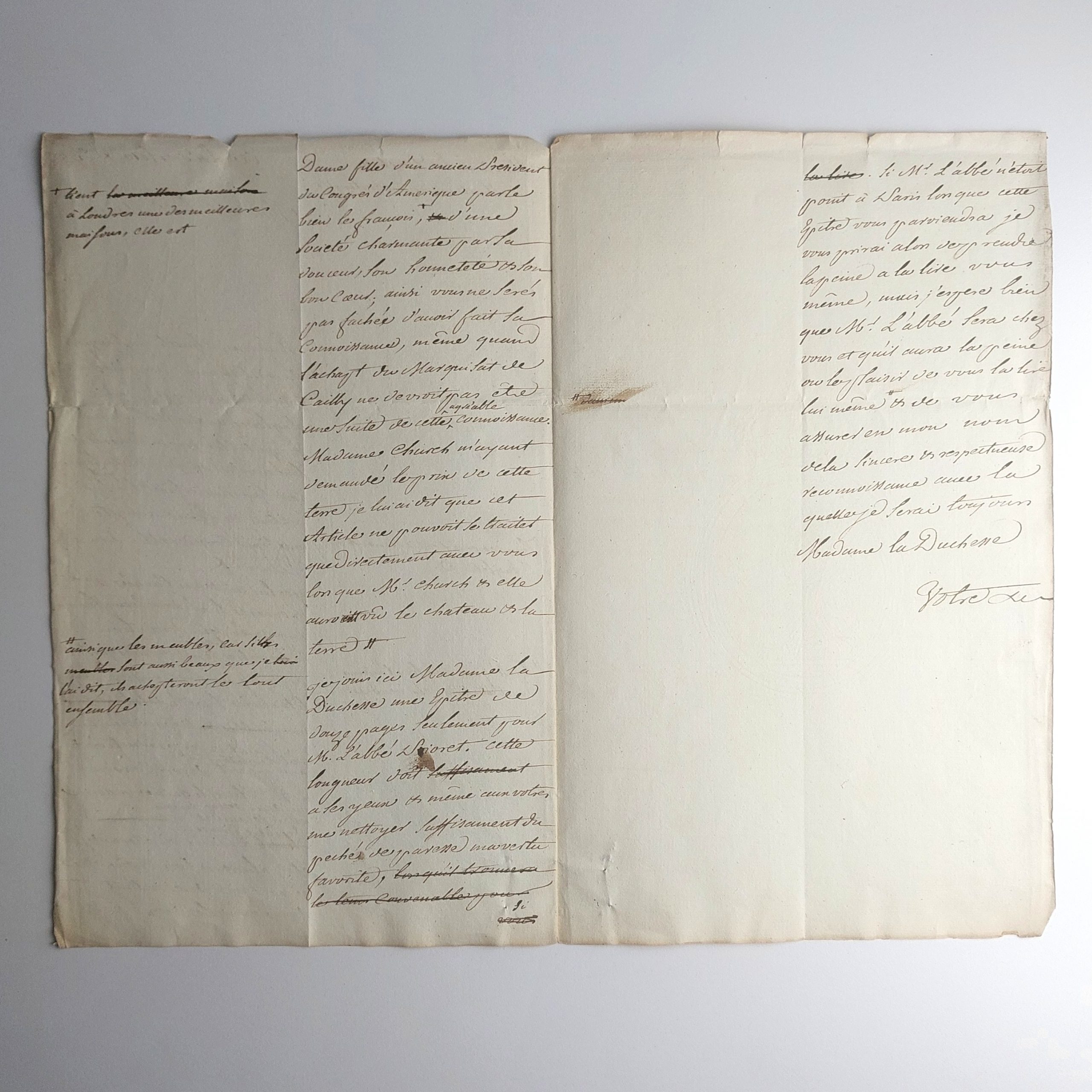 Minute autographe à la duchesse de Montmorency-Bouteville. – Image 3