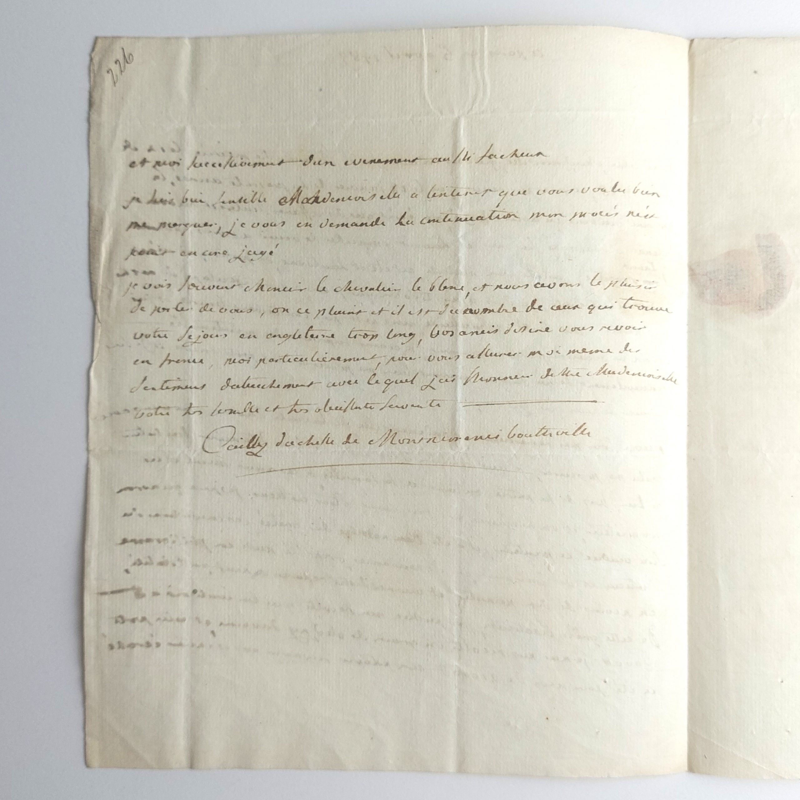 Minute autographe à la duchesse de Montmorency-Bouteville. – Image 5