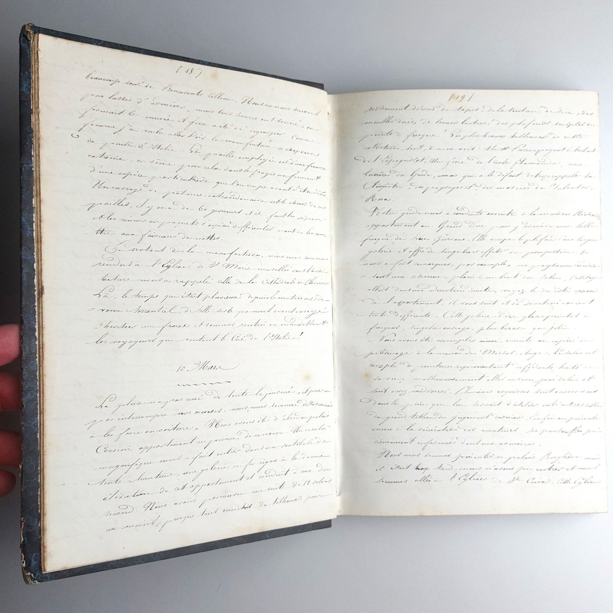 Journal manuscrit du voyage d’une jeune fille de bonne société en Italie. – Image 2