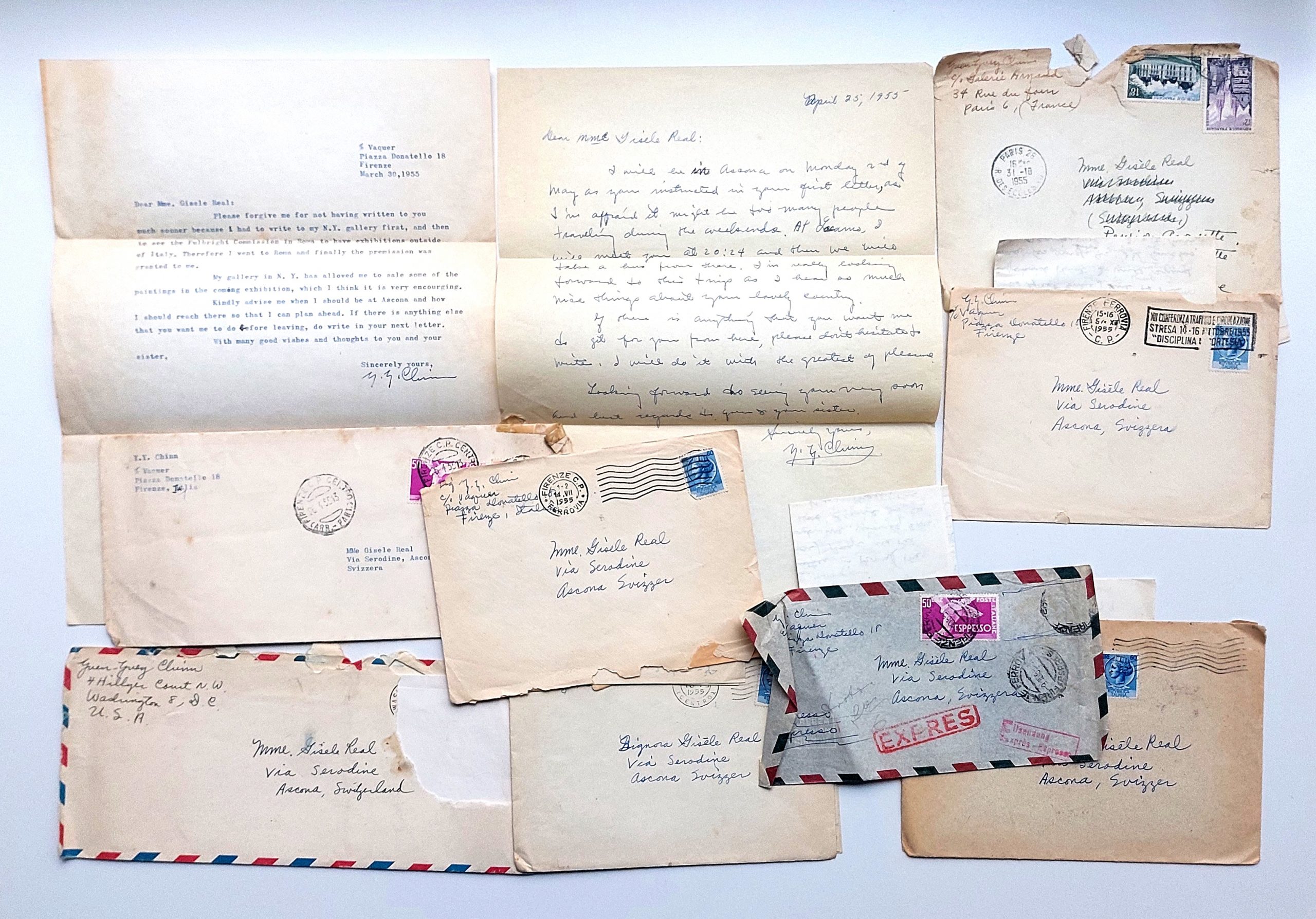 Correspondance du peintre Yuen Yuey Chinn avec sa galeriste suisse Gisèle Réal, pour se faire connaitre en Europe. – Image 2