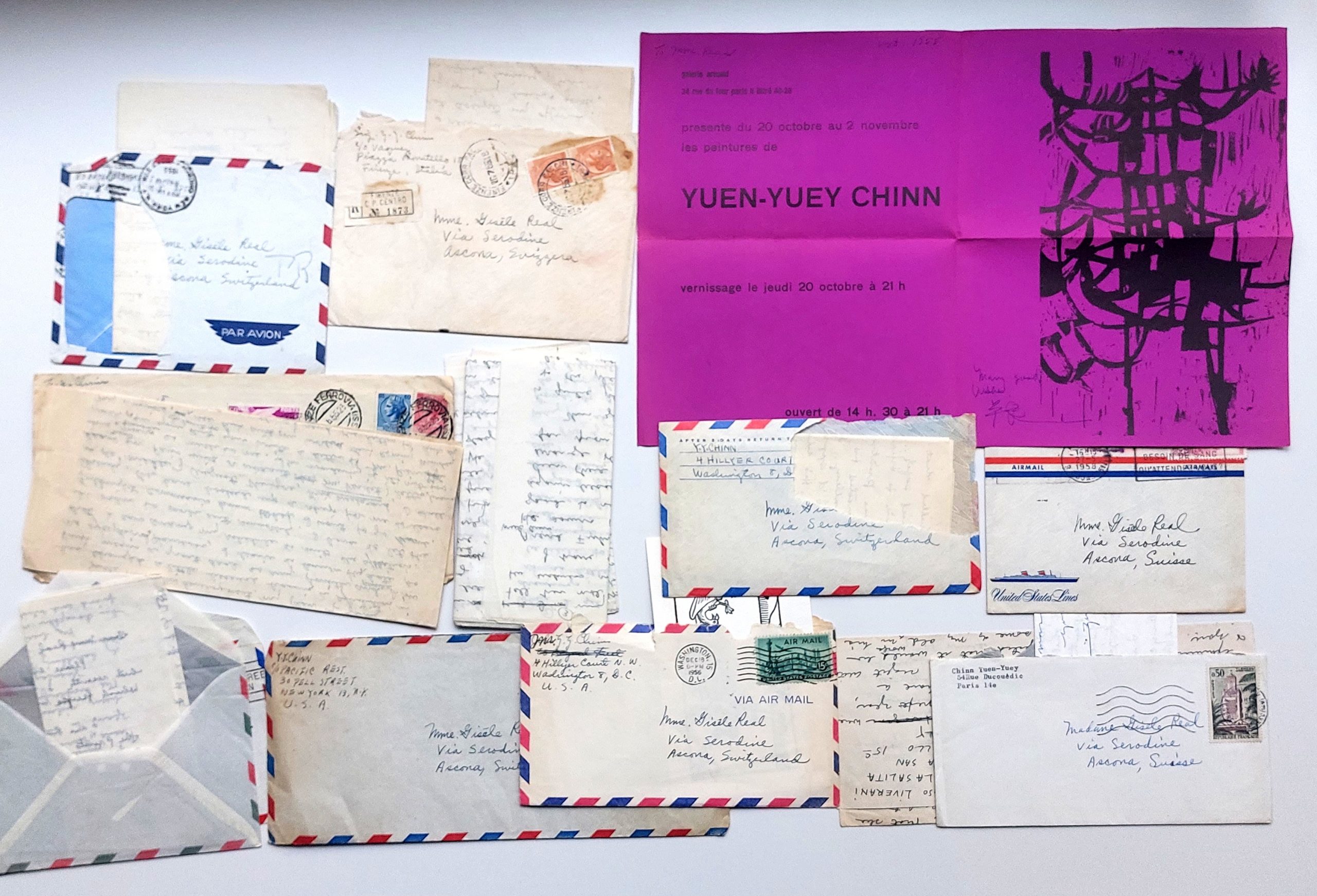 Correspondance du peintre Yuen Yuey Chinn avec sa galeriste suisse Gisèle Réal, pour se faire connaitre en Europe. – Image 3