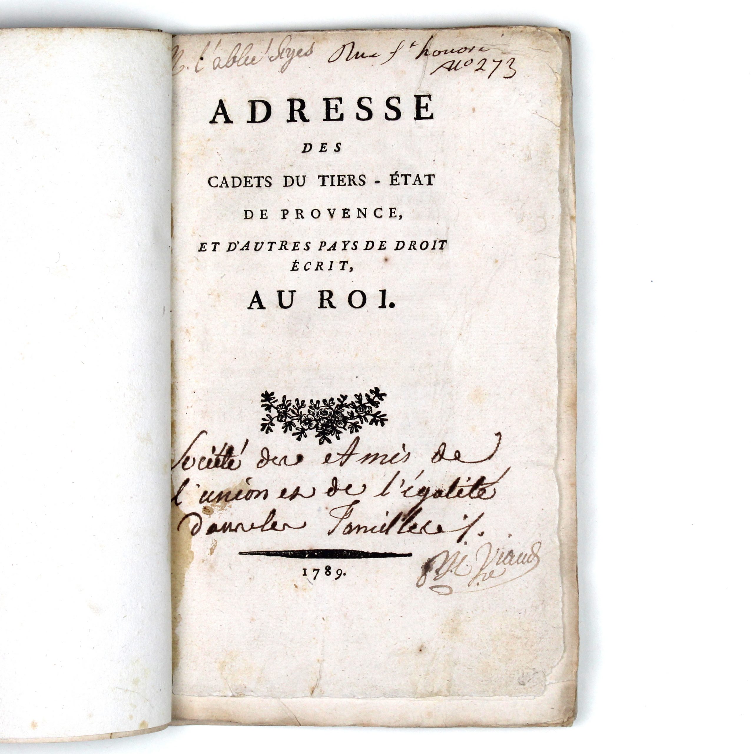 Adresse des cadets du tiers-état de provence, et d'autres pays de droit écrit, au Roi.