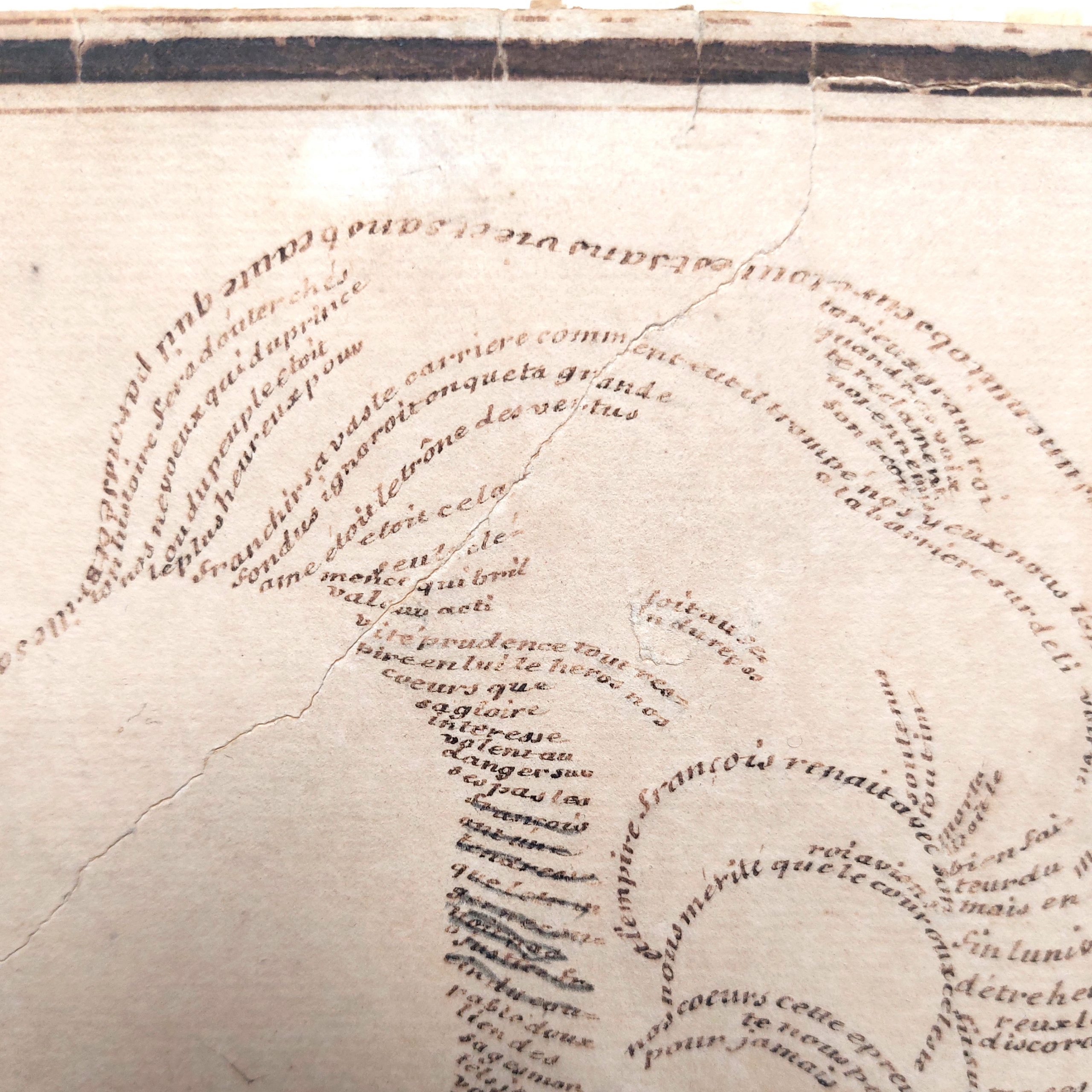 Portrait calligraphique de Louis XV réalisé à partir d'un poème du père Paul Renault à la gloire du roi. – Image 3