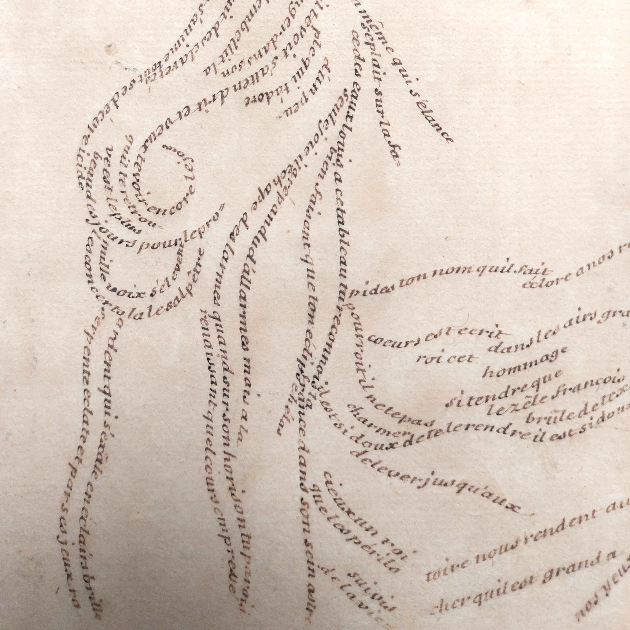 Portrait calligraphique de Louis XV réalisé à partir d'un poème du père Paul Renault à la gloire du roi. – Image 4