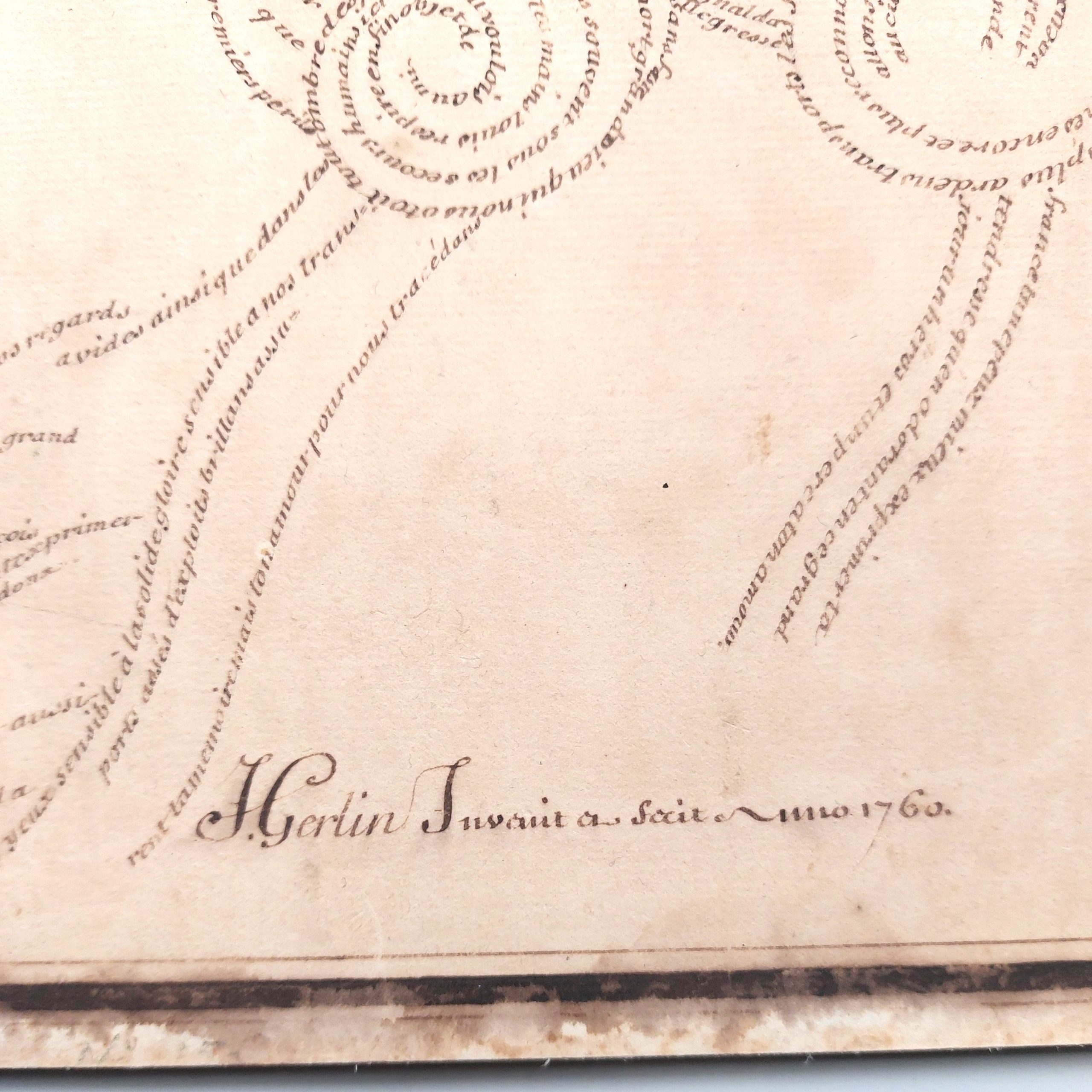 Portrait calligraphique de Louis XV réalisé à partir d'un poème du père Paul Renault à la gloire du roi. – Image 5