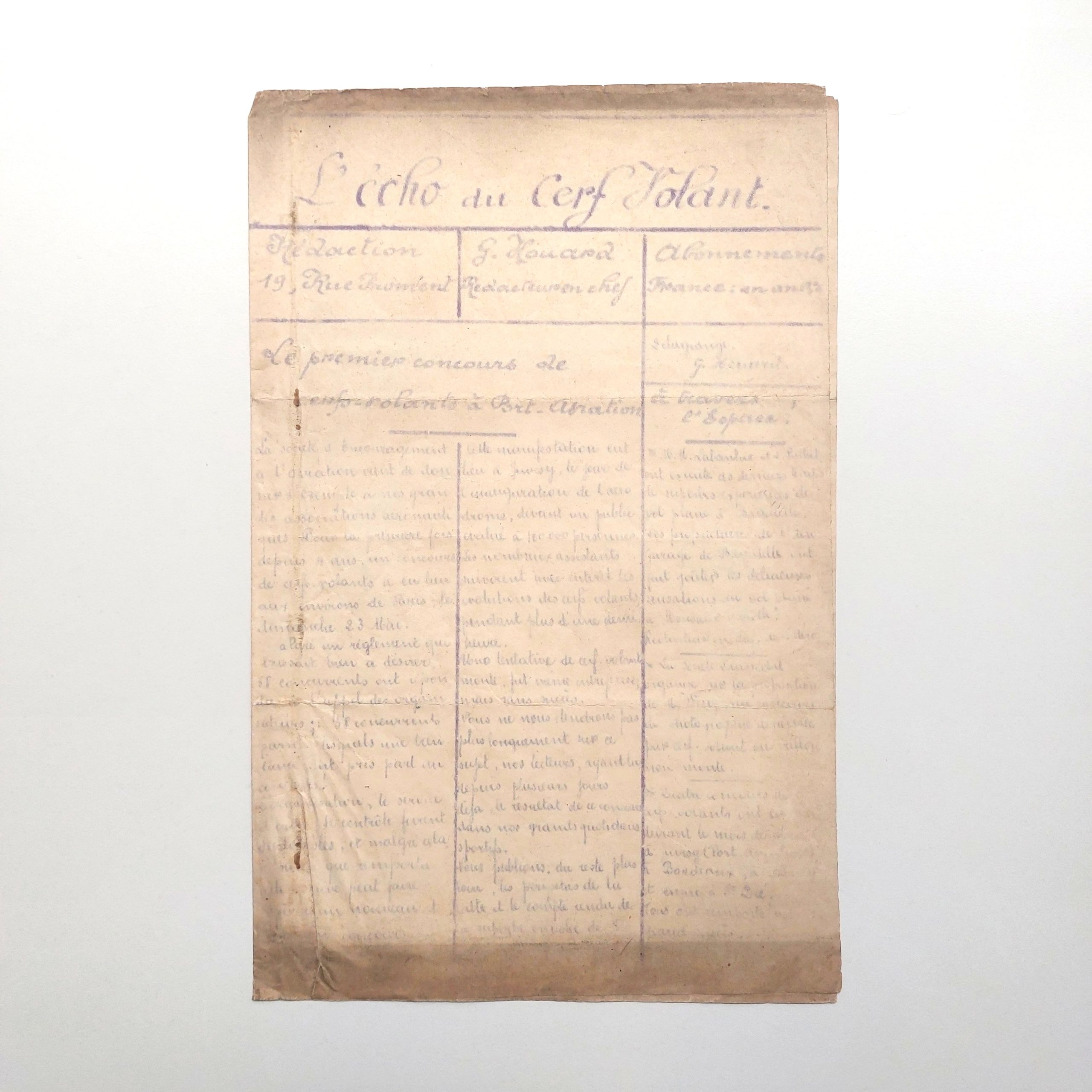 Collection de 7 numéros de l'Écho du cerf-volant, de trois documents relatifs à La France Nationale, et d'un certificat d'ajournement. – Image 17