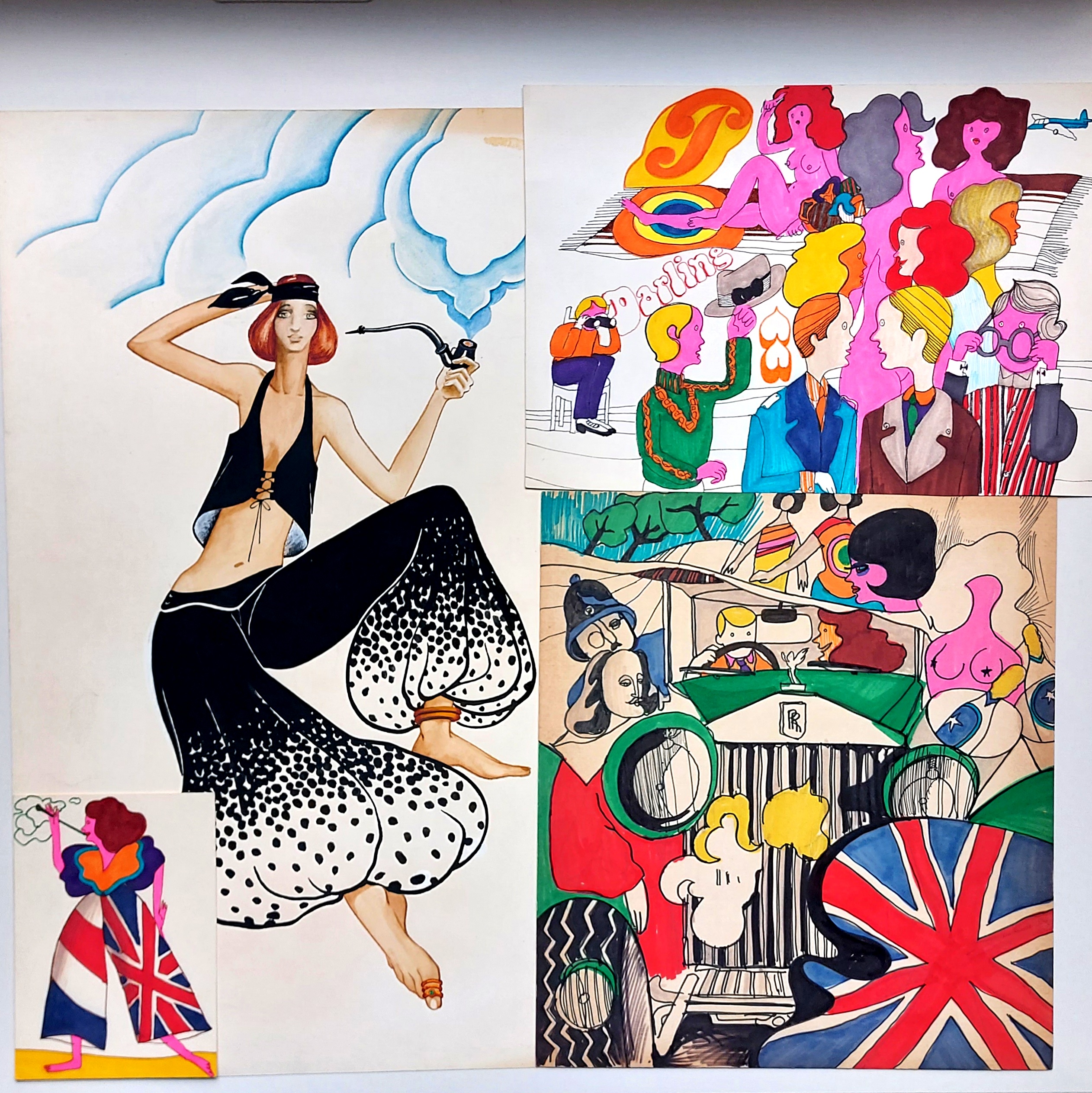 Ensemble de 15 dessins ou gouaches de l’illustratrice Dominique Buzias.