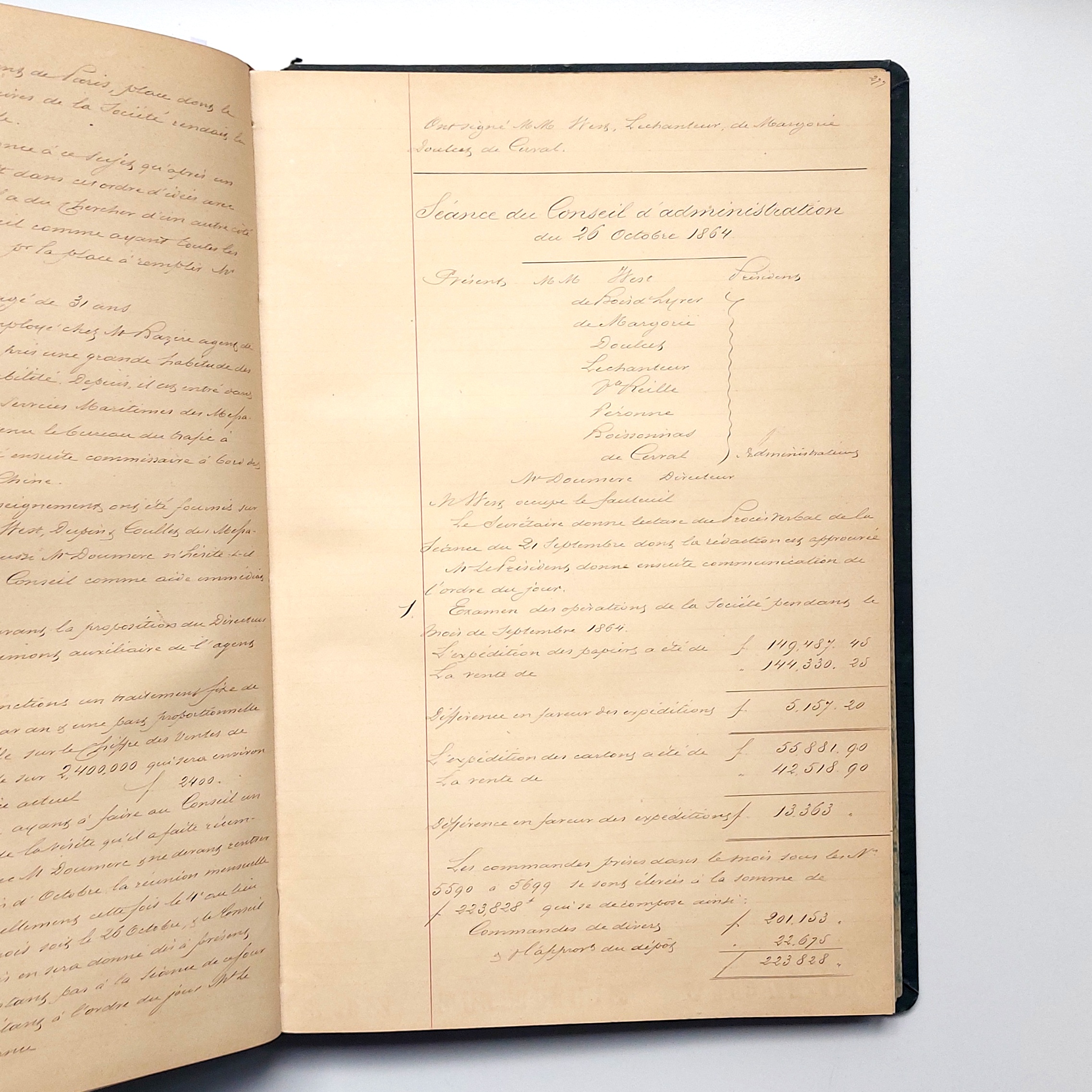Procès-verbaux manuscrits des conseils d’administration de la Société Anonyme des papeteries du Marais et de Sainte-Marie du 21 novembre 1860 au 21 octobre 1868. – Image 8