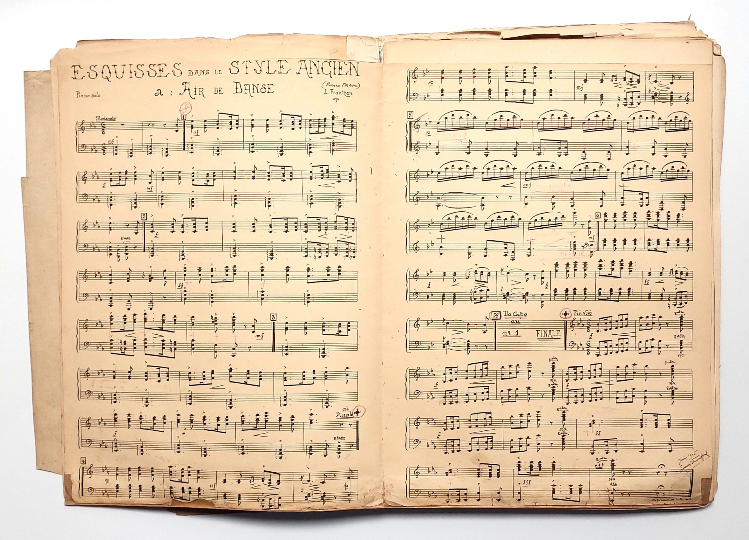 Des centaines de partitions manuscrites et impressions confidentielles des compositions de Lucien Pierre Frantzen (1881-1975) dit Pierre Franc. – Image 2