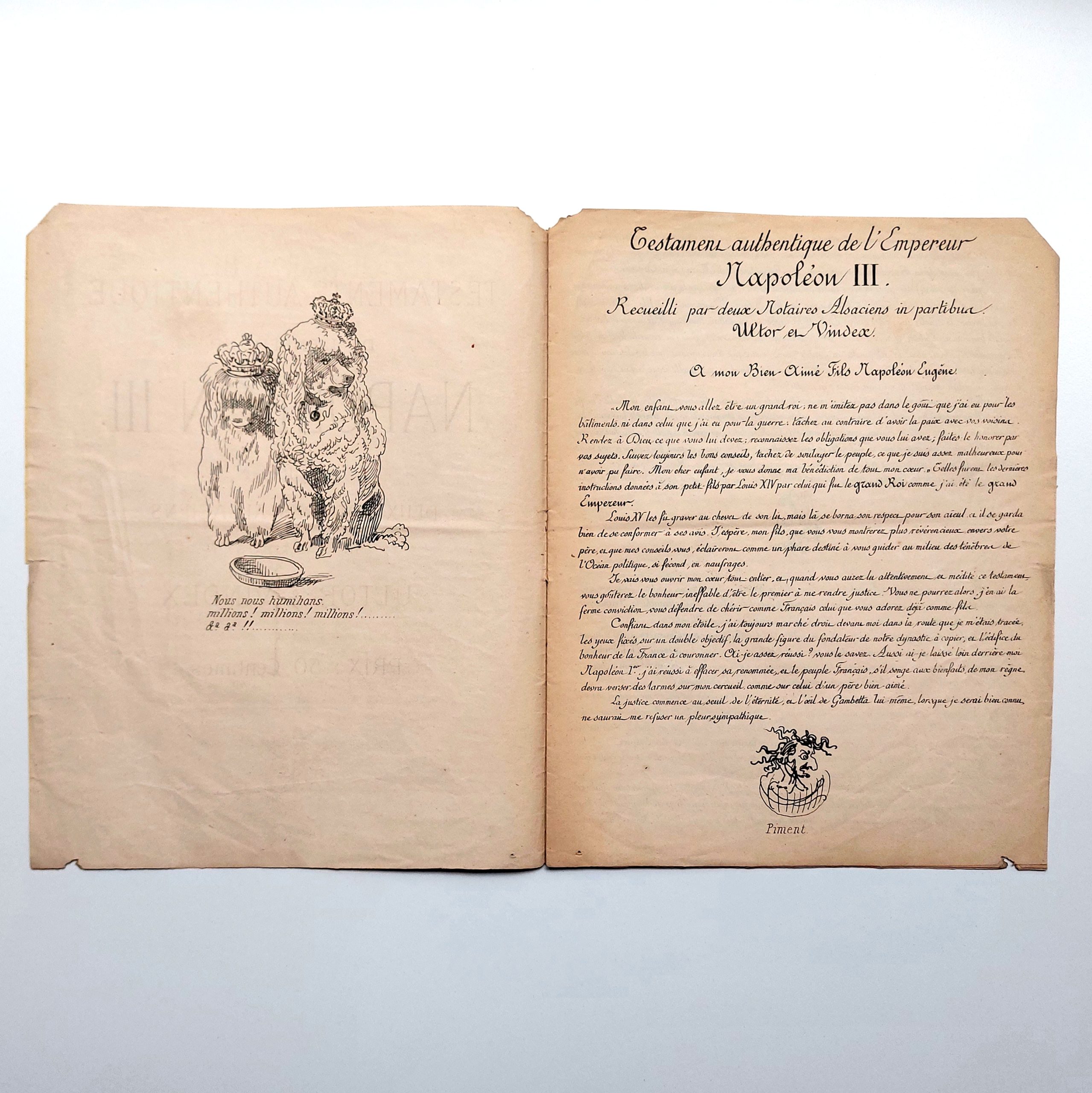 Collection de deux testaments satiriques de Napoléon III illustrés. – Image 7